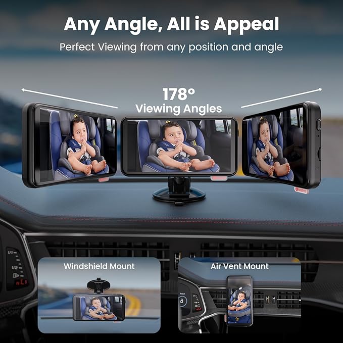 Baby Car Camera with Exit Reminder-5.5" IPS Touchscreen Car Mirror with 1080P Rear Facing,Alerts to Remove Baby/Pet,4x Zoom,Voice Control, Anti-Theft,WiFi,APP,Compatible with All Vehicles–AKEEYO BMC-X