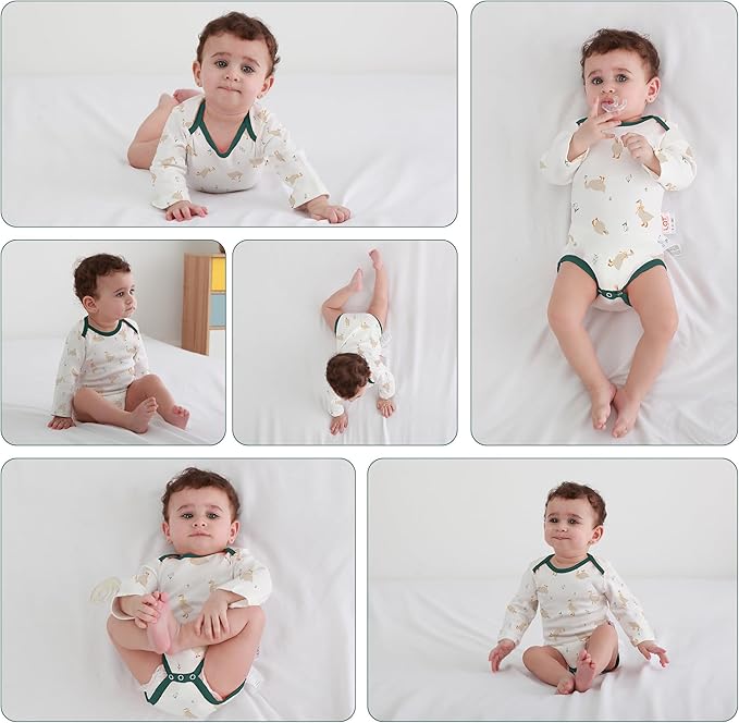 LAT 3 Pcs Baby Footie Pajamas,Infant Girls Boys One-Piece Footies Sleeper Newborn Cotton Sleepwear Outfits,zipper design