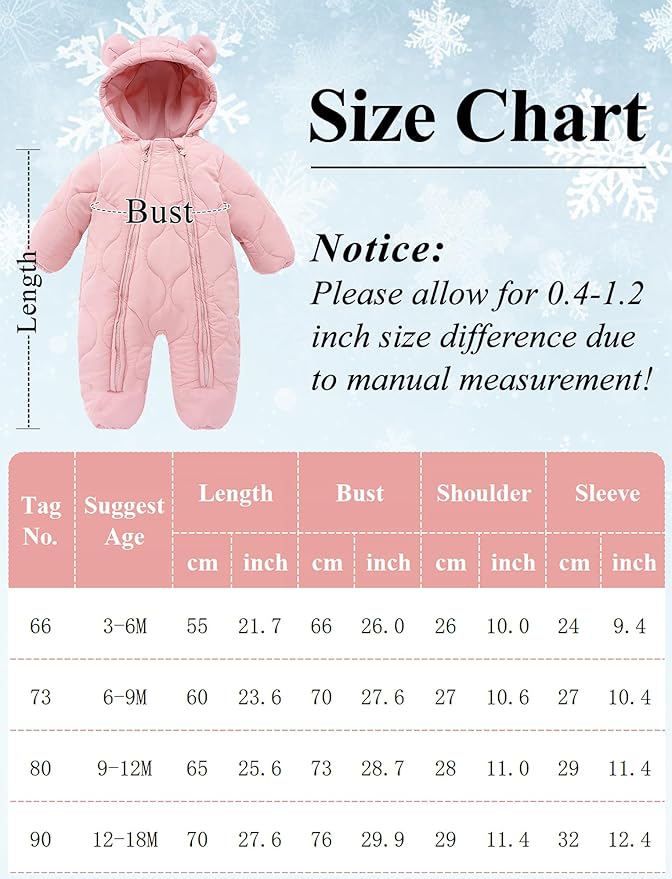 Happy Cherry Baby Snowsuit Down Jacket Infant Hooded Romper Jumpsuit Newborn Boy Girl Winter Bodysuits