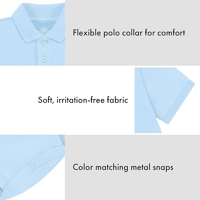 Creative Knitwear College Baby Polo Bodysuit Solid - Team Logo, Multiple Colors, for Boys & Girls (0-12 Months)