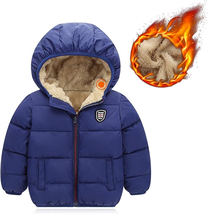 Happy Cherry Kids Boy's Girls Winter Coat Fleece Lined Thick Down Coats Puffy Jackets with Hood