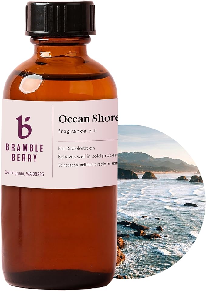 Bramble Berry Ocean Shores Fragrance Oil 2 oz | Fresh Coastal Scent for Soap Making, Candles, Lotion, Bath Bombs & Perfume | Skin Safe, Vegan, Paraben & Phthalate Free