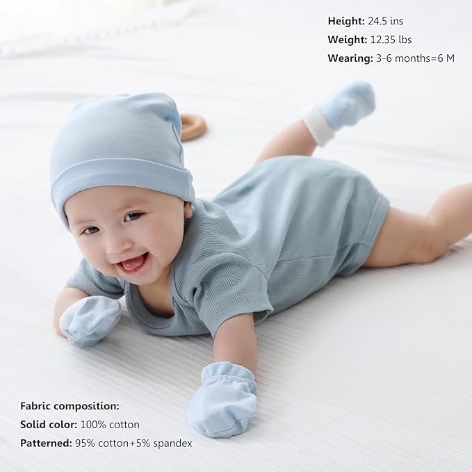 Newborn Baby Short Sleeve Bodysuit Cotton One-Piece Baby Clothes 5-Pack, 0-12 Months