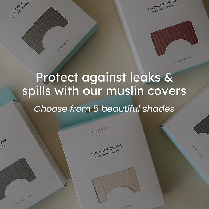 snuggle me® Baby Lounger Curve (0-6 Months) - Premium Organic Cotton with Foam Core, Machine-Washable Cover, Buttery-Soft & Breathable Infant Lounger with Travel Bag (30 in x 20 in x 1.9 in) - Birch