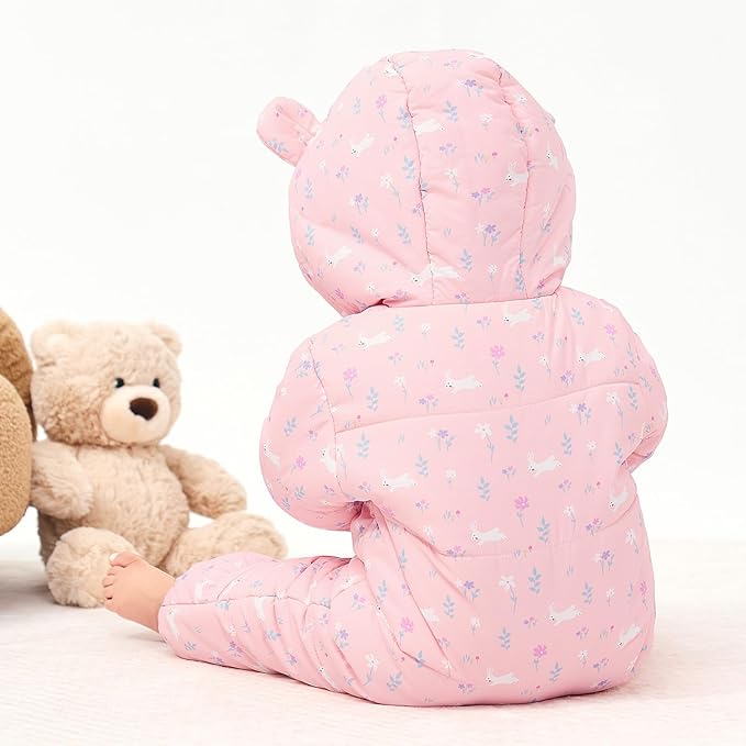 JiAmy Baby Snowsuit Baby Printed Winter Clothes With Flod-Over Girl Boy Hooded Outfits Jumpsuit Coat