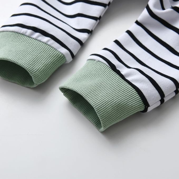 Toddler Infant Baby Boy Clothes Striped Long Sleeve Hoodie Tops Sweatsuit Pants Outfit Set