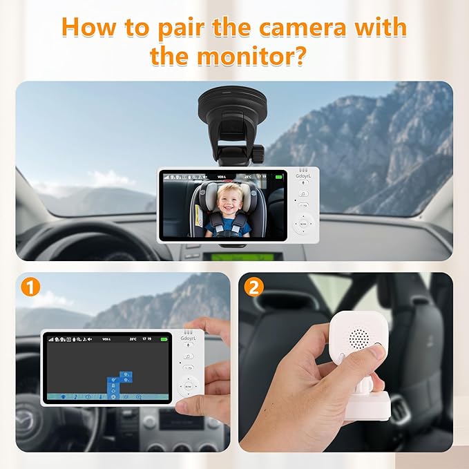 Wireless Baby Car Camera 5”HD 1080P IPS Anti-Glare Screen USB Powered,Temperature Alert, Clear Night Vision & VOX Mode,360° Rotatable Rear Facing Monitor Baby Essentials Shower Gifts for Home Pets