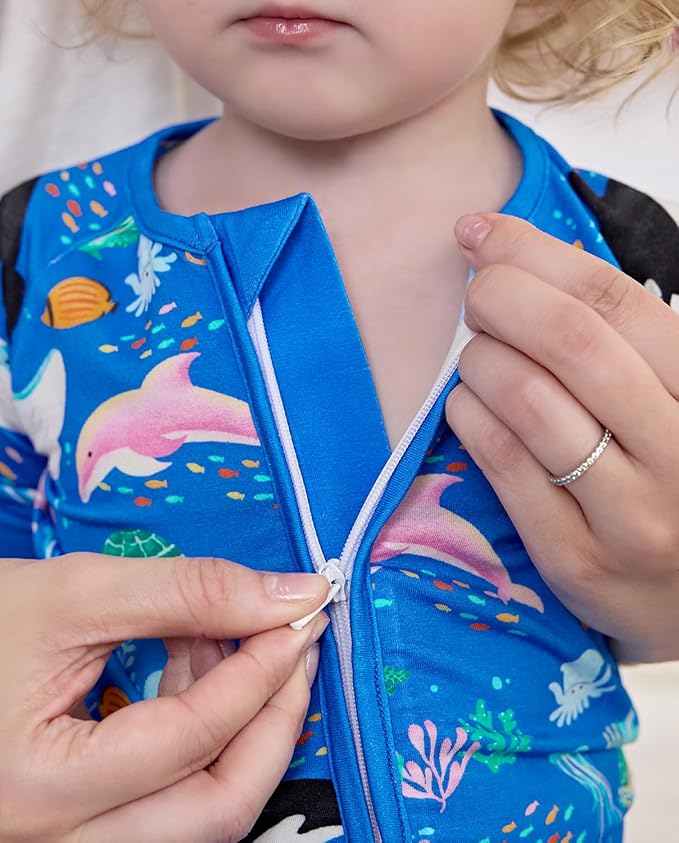 Bamboo Viscose Baby Convertible Footie Pajama, Zipper Pajamas for Baby Boys & Girls, Sleep & Play Footed Pjs