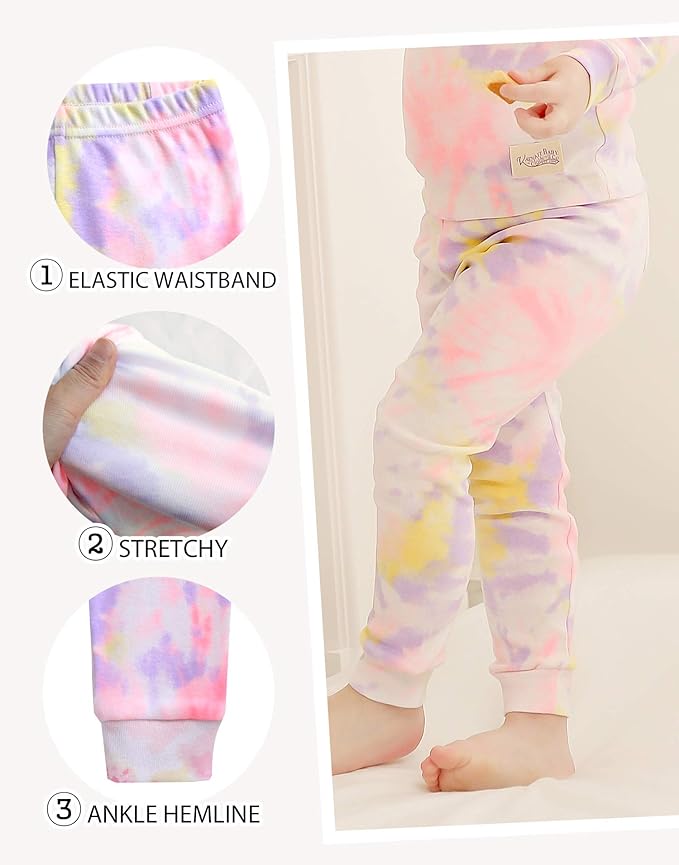 VAENAIT BABY 12M-12Y Toddler Kids Boys Girls 100% Cotton Marbling Tiedye Sung Fit Sleepwear Pajamas 2pcs Pjs Set