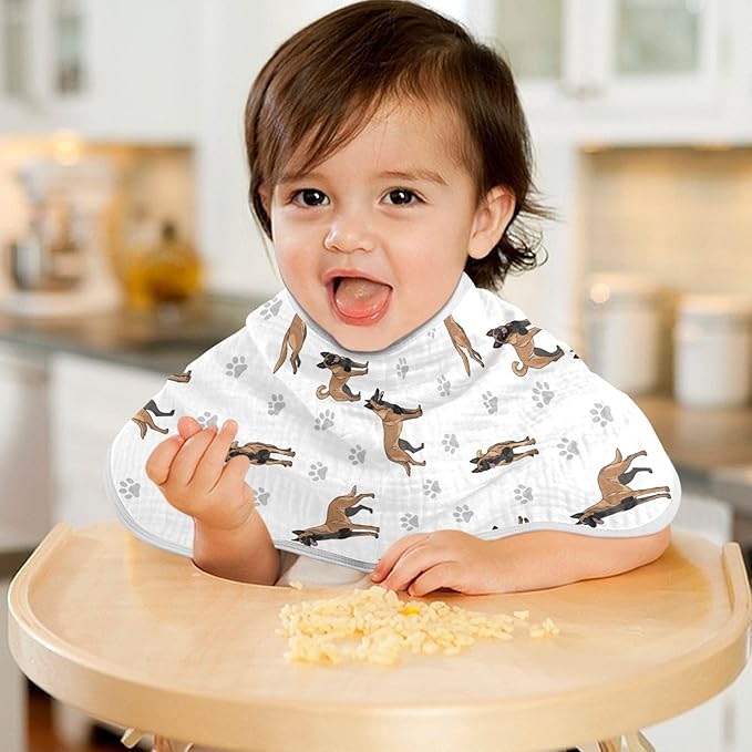 4 Pack Muslin Burp Cloths Belgian Dog Paw Prints White Cotton Baby Burp Cloths Extra Absorbent and Soft Thick Burping Cloth for Newborn Must Haves 22x11 Inch