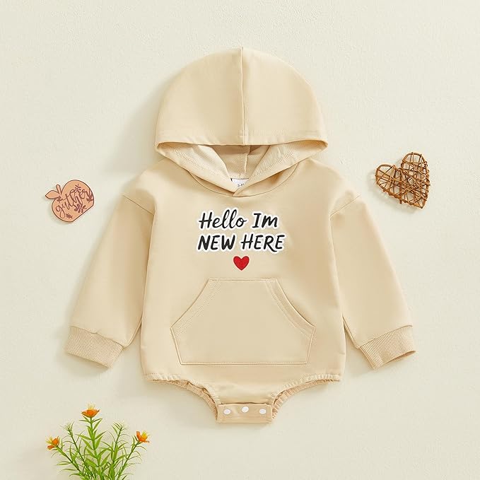 Thorn Tree Baby Boy Valentines Outfit Hooded Sweatshirt Bubble Romper Newborn Sweater Infant Onesie Hoodie