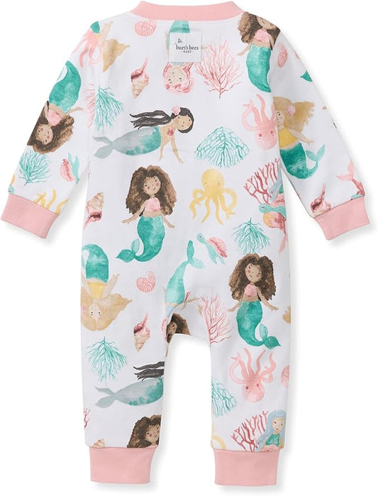 Burt's Bees Baby Boys Sleep and Play PJs, 100% Organic Cotton One-Piece Zip Front Romper Jumpsuit Pajamas