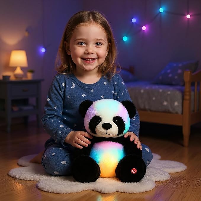 Cuteoy Glowing LED Panda Light-up Nightlight Toys Musical Plush Stuffed Animal Soft Singing Lullabies Birthday Christmas Plushies Gifts for Kids Boys Girls,10"