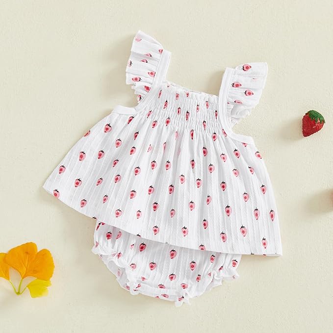 Mubineo Baby Girl Summer Clothes Cute Ruffle Tops Dress Shorts Outfits Set Infant Toddler Shrit Bloomers Princess Outfit