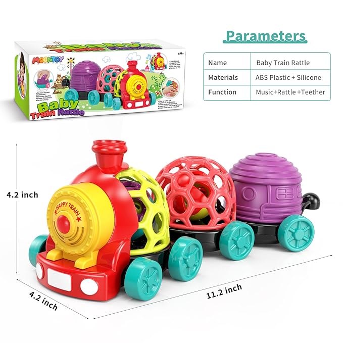 MOONTOY Toddler Train Toys for 1 Year Old Boy Birthday Gift Easter Basket Stuffers, Musical Push Go Baby Car Toys for Toddlers 1-3 0-2, Baby Boy Toys 6-12 Month, Infant Rattle 5 6 7 8 9 10 11 12 Month