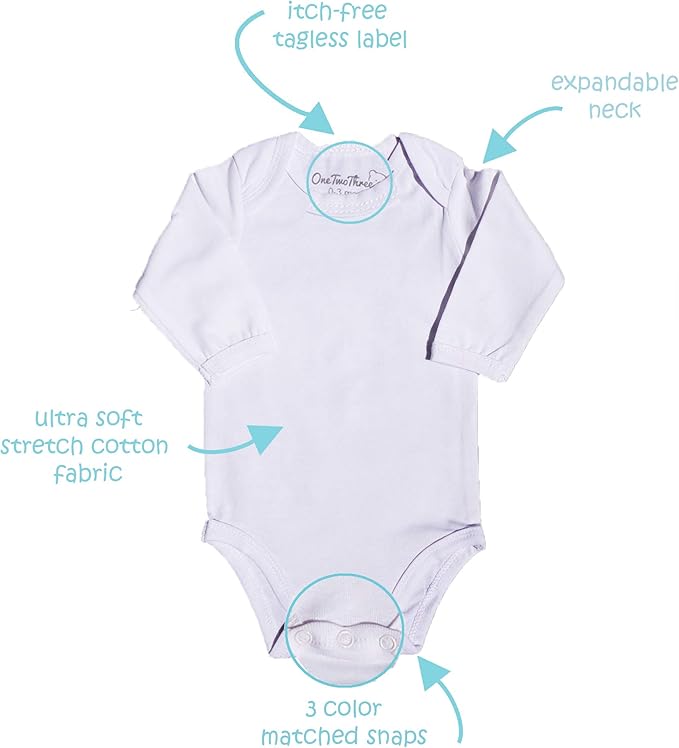 123 Bear Baby Cotton Spandex Long-Sleeve bodysuits unisex boy girl