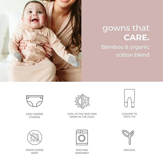 goumikids Viscose Made from Bamboo Organic Cotton Convertible Baby Gown