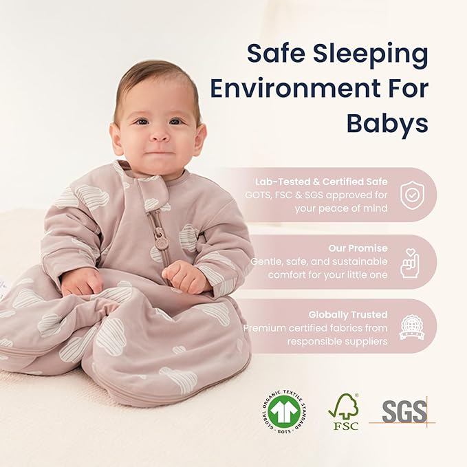 kaiya baby Unisex Sleeping Bag for Babies and Toddlers 1.0 Tog Sleep Sack 0-6 Months, Baby Sleep Sack, Newborn Sleep Sack, Wearable Blanket Baby, One Piece with Sleeves, Gifts for Baby, Pink