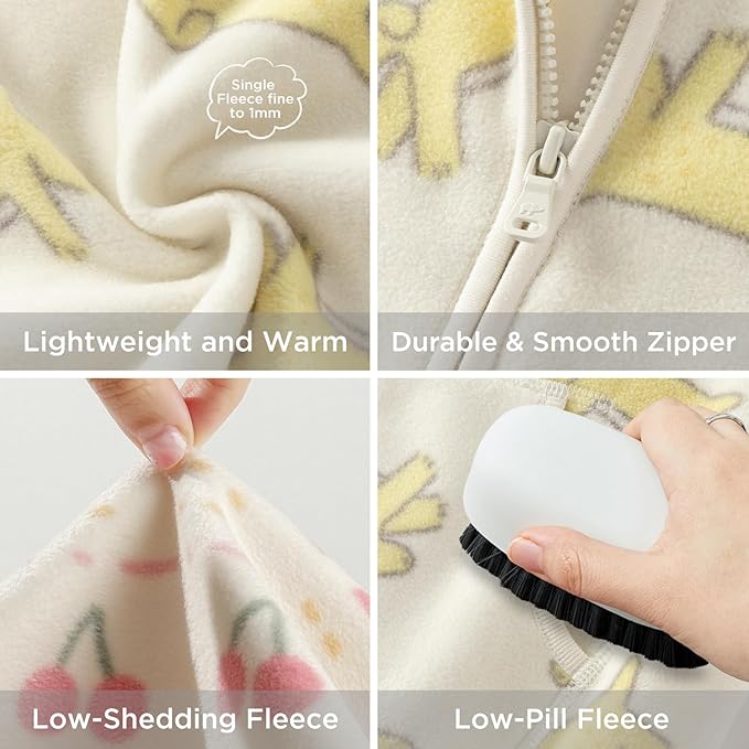 DAVE&BELLA Toddler Printed Polar Fleece Jacket, Zip Up Lightweight Outerwear for Kids Boys Girls Fall Spring Coat 2-9 Years