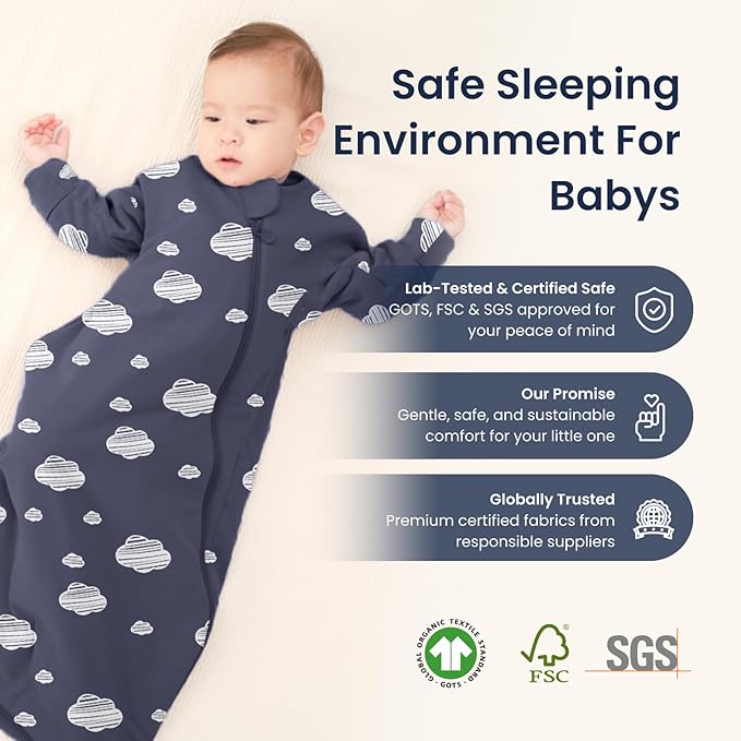 kaiya baby Unisex Sleeping Bag for Babies and Toddlers 2.5 Tog Sleep Sack, Long Sleeve Sleep Sack, Wearable Blanket Baby