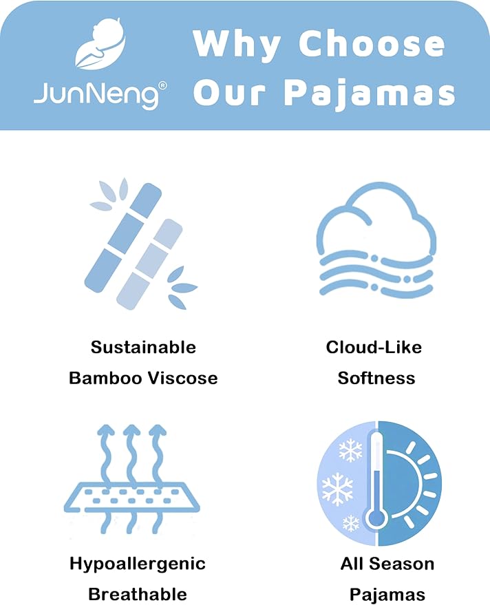 JunNeng Bamboo Viscose Pajamas for Toddler Boys, Baby Kids Diamond Pajamas Snug Fit Long Sleeve Sleeper
