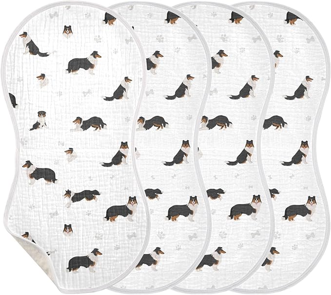 vvfelixl Burp Cloths Rough Collie Dog for Baby Boy Girls Baby Washcloths Burp Rags 1 Pack