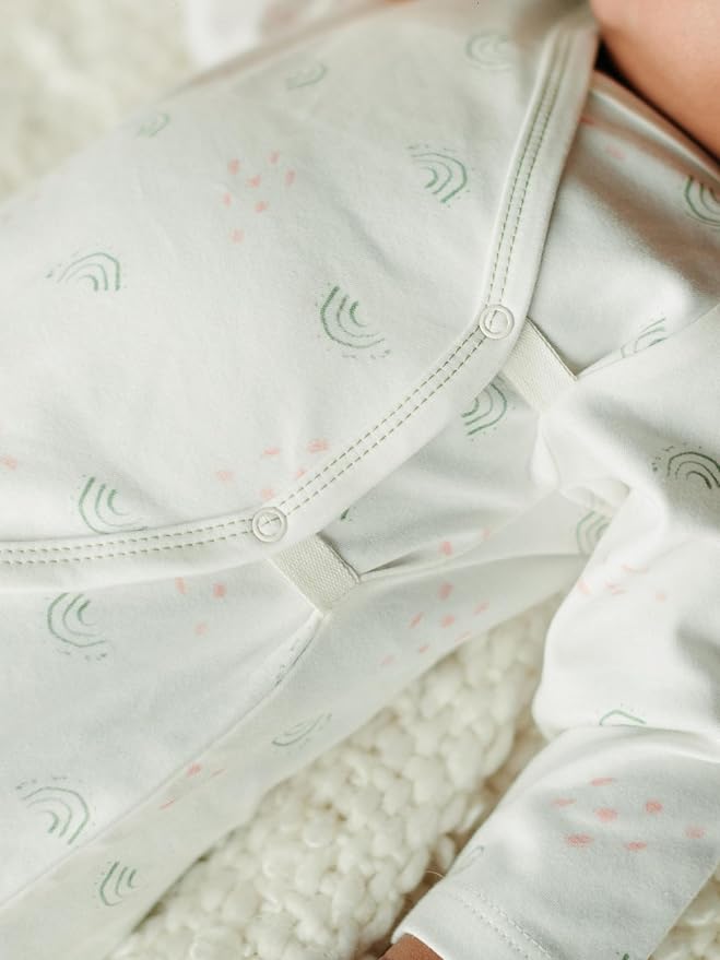 Under The Nile Organic Cotton Side Snap Kimono - Rainbow, 0 to 3 Months