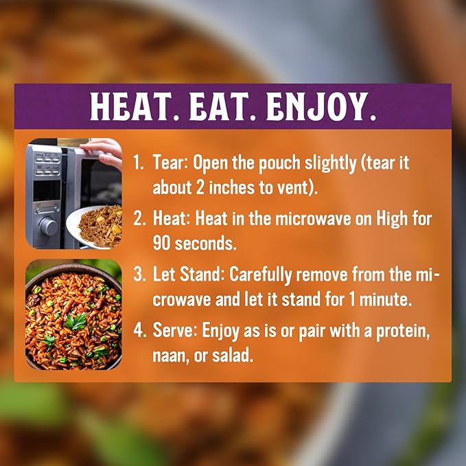 Patak’s Delhi Spiced Rice - Fragrant Basmati Rice w/Chickpeas, Onion & Tomato - Kosher, Vegan Microwavable Meal Ready in 90 Seconds - Ready To Eat Rice For Quick Lunch Or Dinner - 10.05oz (Pack of 6)