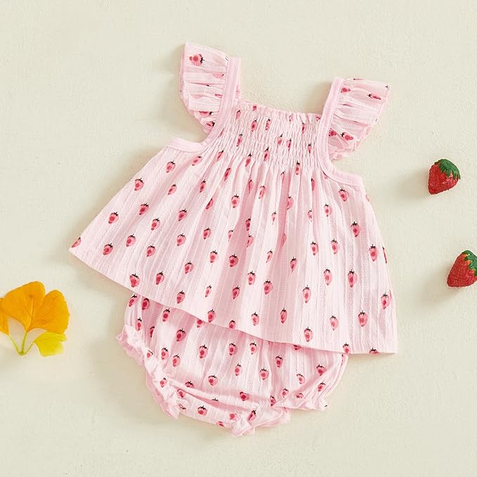 Mubineo Baby Girl Summer Clothes Cute Ruffle Tops Dress Shorts Outfits Set Infant Toddler Shrit Bloomers Princess Outfit