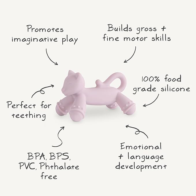 mushie Silicone Baby Teether Toy | Cat Figurine Teether