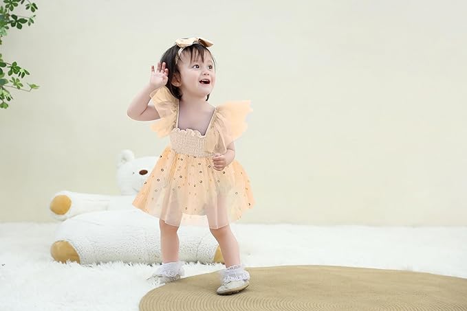 Baby Girl Clothes Infant Tulle Romper Ruffe Sleeveless Bodysuit Baby Girl Outfits Infant Girl Dress 0-18M