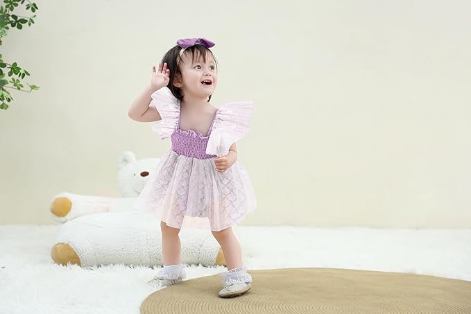 Baby Girl Clothes Infant Tulle Romper Ruffe Sleeveless Bodysuit Baby Girl Outfits Infant Girl Dress 0-18M