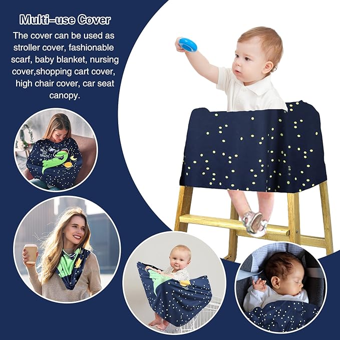 Metplus Car Seat Canopy Nursing Cover for Babies, Baby Carseat Cover Carrier Cover Breastfeeding Cover for Boys Girls, Soft Stretchy Breathable and Easy to Use, Infant Shower Gifts Newborn Essentials