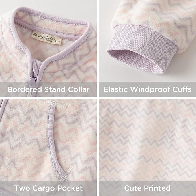 DAVE&BELLA Toddler Printed Polar Fleece Jacket, Zip Up Lightweight Outerwear for Kids Boys Girls Fall Spring Coat 2-9 Years