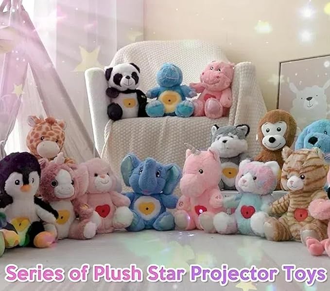 Cuteoy Plush Gray Elephant Star Projector Musical Adjustable Singing Night Light Stuffed Animals Glowing Plushies Toy Gifts for Kids Birthday Easter Christmas,13''