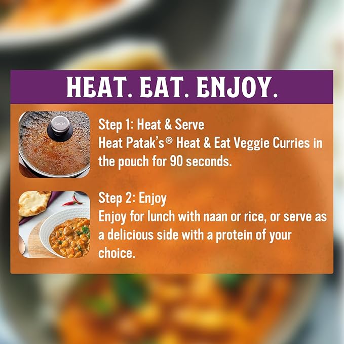 Patak’s Butter Chickpeas & Veggies - Vegetarian Ready to Eat Meal - Mild Indian Curry w/Chickpeas, Spinach & Veggies - Microwave Meal for Quick Dinners - Serve with Rice or Naan - 10.5oz (Pack of 6)