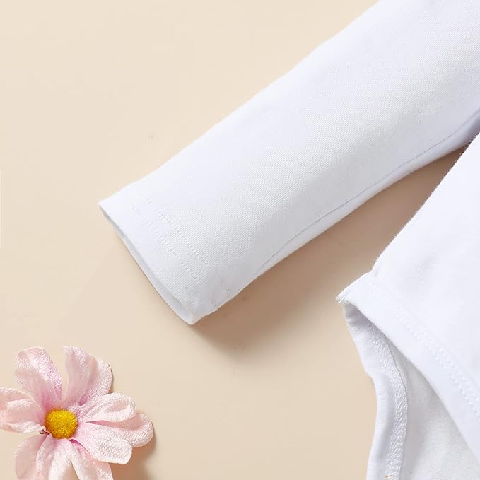 LYSMuch Baby Girls Ruffle Long Sleeve Bodysuit Infant Solid Color Top Jumpsuit Clothes