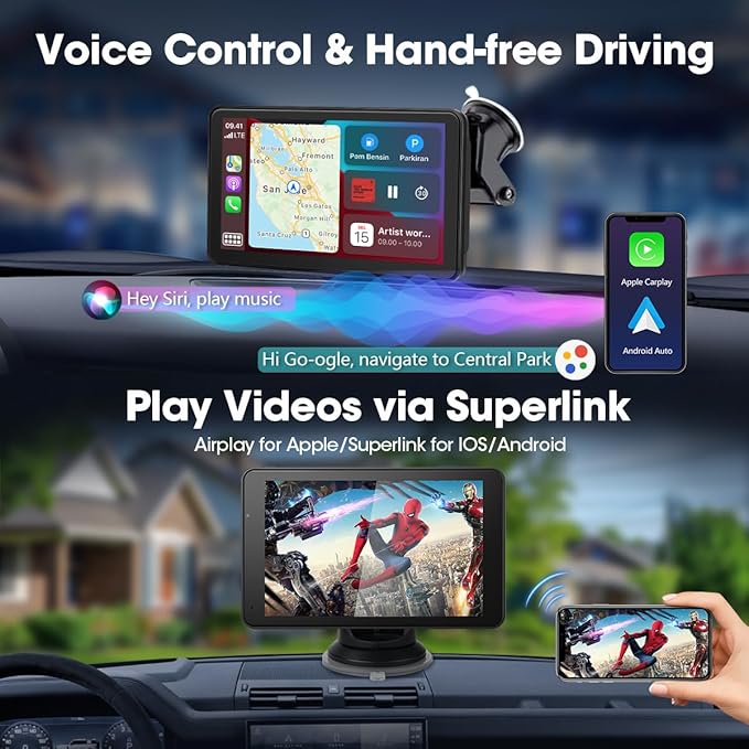 7" Baby Car Camera AHD 1080P Baby Monitor with CarPlay & Android Auto, Ultra Night Vision Car Camera for Baby w 150° Wide Angle Invisible Infrared Lights, Alternative to Rear Facing Mirrors