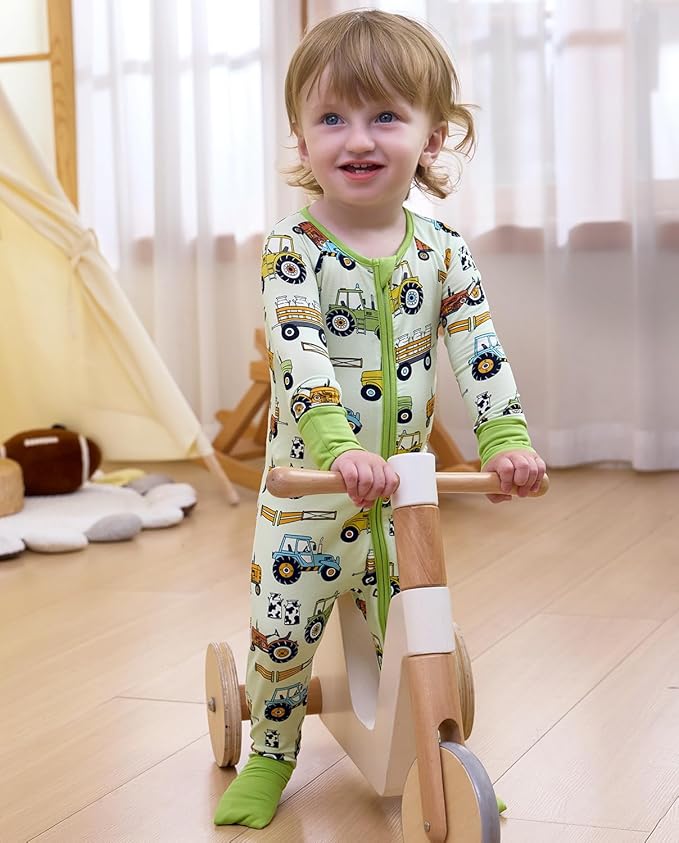 Bamboo Viscose Baby Convertible Footie Pajama, Zipper Pajamas for Baby Boys & Girls, Sleep & Play Footed Pjs