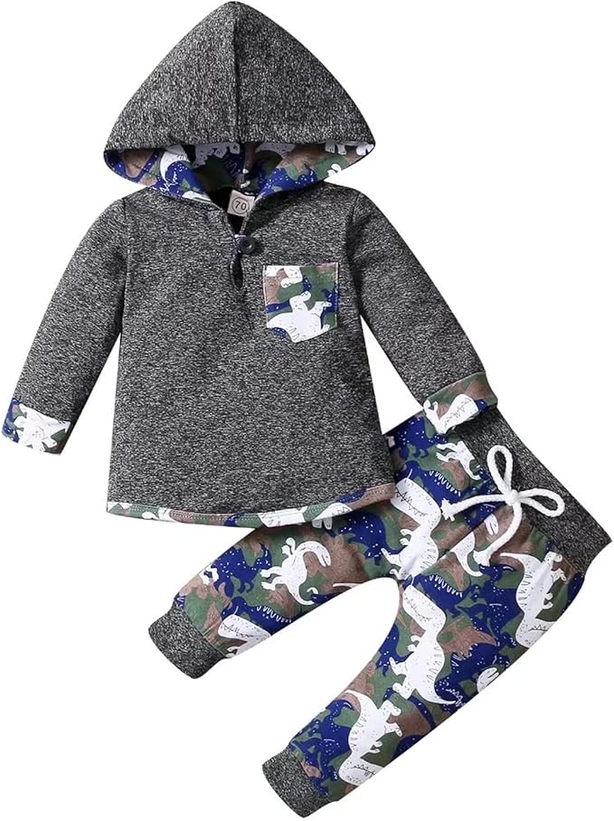 Baby Boy Clothes Infant Hoodie Tops Outfit Long Sleeve Sweatshirt Plaid Pants 2pcs Set 0-36 Months