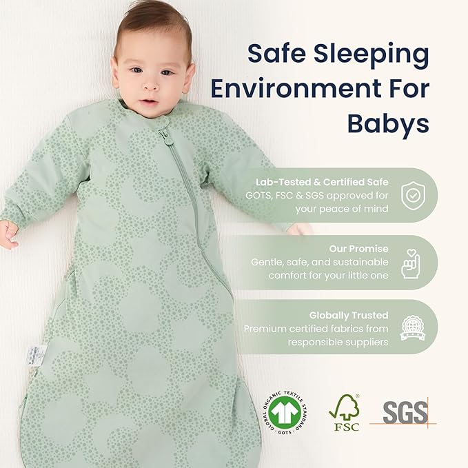 kaiya baby Unisex Sleeping Bag for Babies and Toddlers 2.5 Tog Sleep Sack, Long Sleeve Sleep Sack, Wearable Blanket Baby