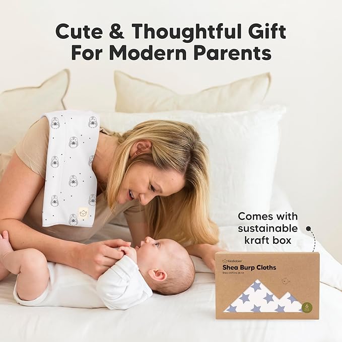 Organic Burp Cloths Baby Boy, Girl - 6-Pack Large Cotton Burping Cloths for Babies, Spit Up Rags, Super Absorbent, Ultra Soft Newborn Rag, Gender Neutral, Machine Washable, Durable(Constellation)