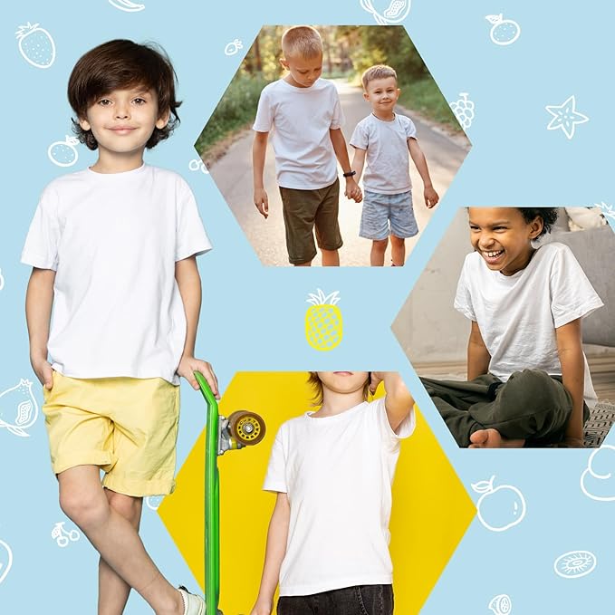 4 Pack Toddler Blank Sublimation T-Shirt,Modal Crew Neck Short Sleeve, T-Shirt for Kids Baby Children