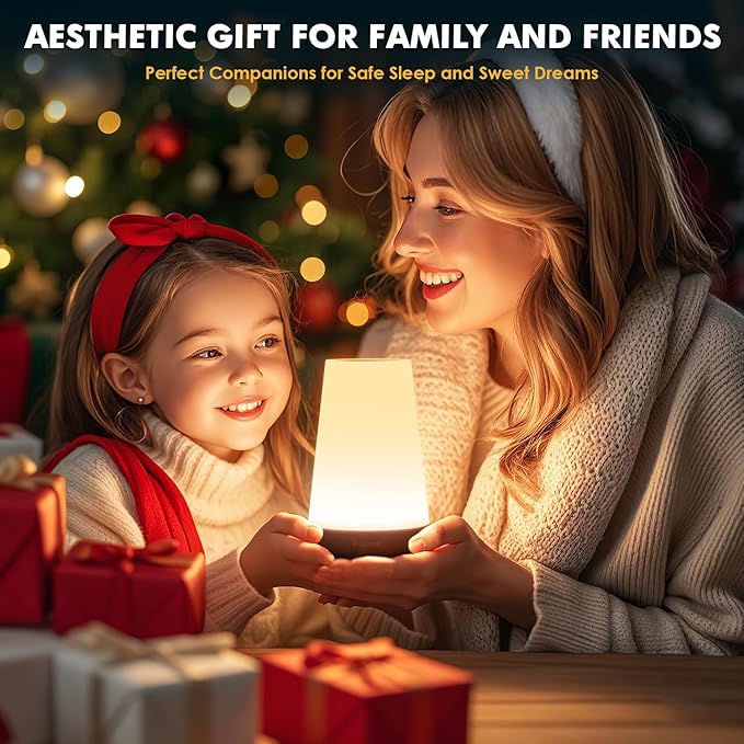 Auxmir LED Night Light 2 Pack Bedside Lamp Touch and Remote Control Dimmable Tabletop 13 RGB Colors Changing 5 Brightness Adjustable Rechargeable Portable Lamp for Baby Kids Nursery Bedroom Outdoor