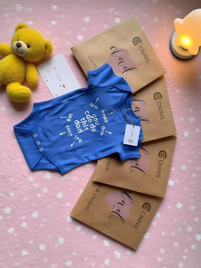 Cnins Funny Baby Bodysuit & Daddy Matching Cotton Outfit for Wild One 1st Birthday, Unisex Newborn Infant Clothes 0-24M