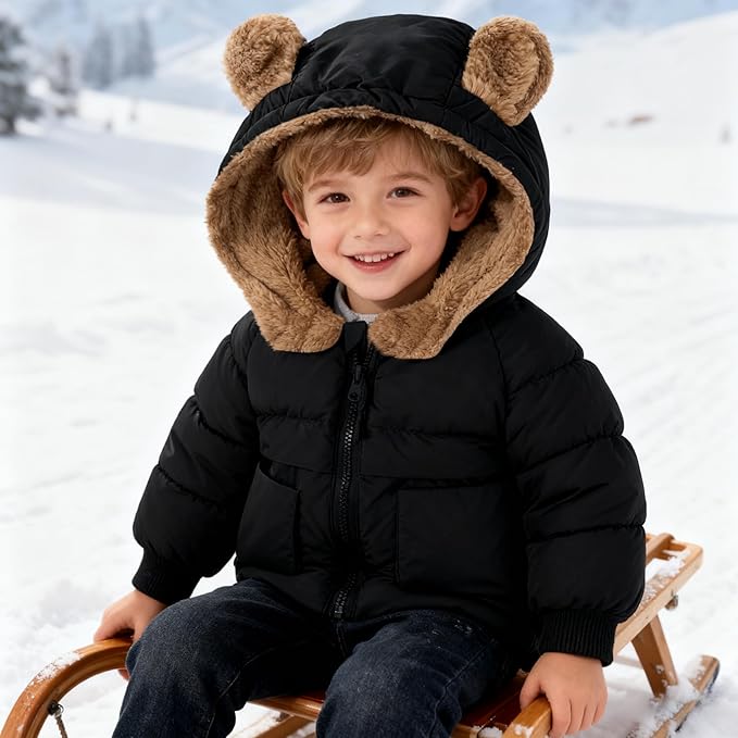 TUONROAD Baby Girls Coats for 6 Months-5 Years Toddlers Boy Winter Jacket Warm Bear Hooded Outdoor Coats Size 5