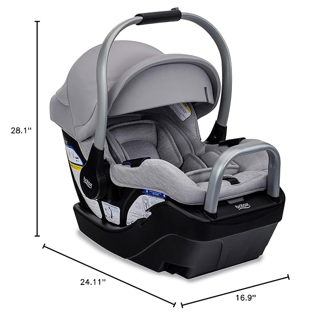 Britax Cypress Infant Car Seat, Rear Facing Car Seat with Alpine Base, ClickTight, Premium Fabrics, Ponte Glacier