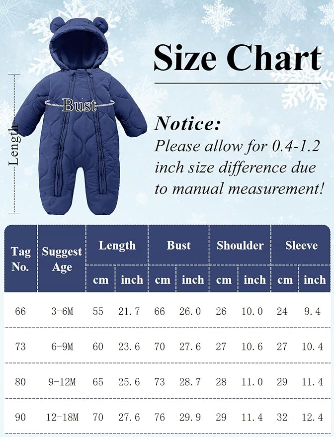 Happy Cherry Baby Snowsuit Down Jacket Infant Hooded Romper Jumpsuit Newborn Boy Girl Winter Bodysuits