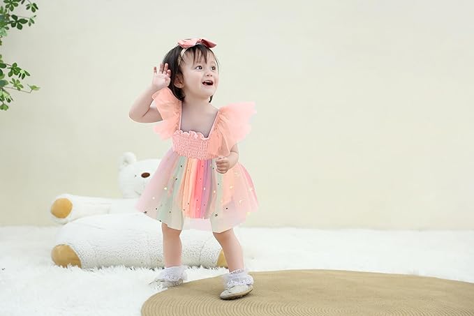Baby Girl Clothes Infant Tulle Romper Ruffe Sleeveless Bodysuit Baby Girl Outfits Infant Girl Dress 0-18M