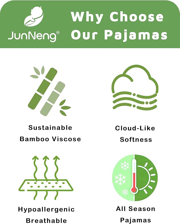 JunNeng Bamboo Viscose Pajamas for Toddler Boys, Baby Kids Diamond Pajamas Snug Fit Long Sleeve Sleeper